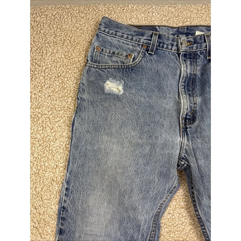 Vintage 90s Levis 505 Jeans Red Tab Men 34x30 Distressed Light Wash Made in USA